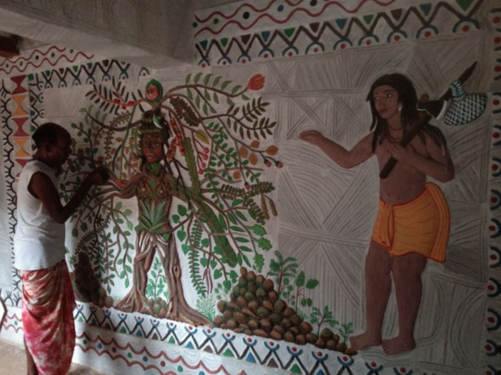 painted clay work inside the work