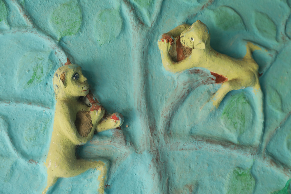 Sundari Bai's relief clay work inside her house