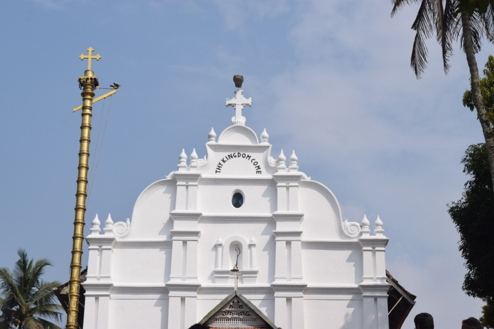 Fig. 5 Church architecture forms the backdrop church murals. In the seventeenth century, there were quite a few innovations in church architecture. Following the Synod of Diamper in 1599 CE, existing churches were rebuilt with prominent facades.