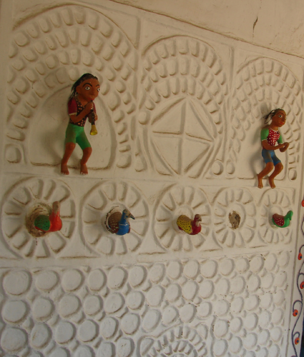 Rajwar clay relief work on the walls of the training centre
