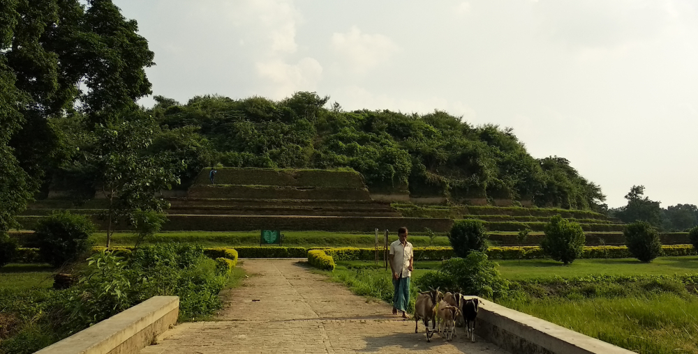 चित्र ९. पश्चिमी चम्पारण के लौरिया नंदन स्थित बौद्ध स्तूप (फोटो:  अफ़रोज़ आलम साहिल, अक्टूबर, 2019)