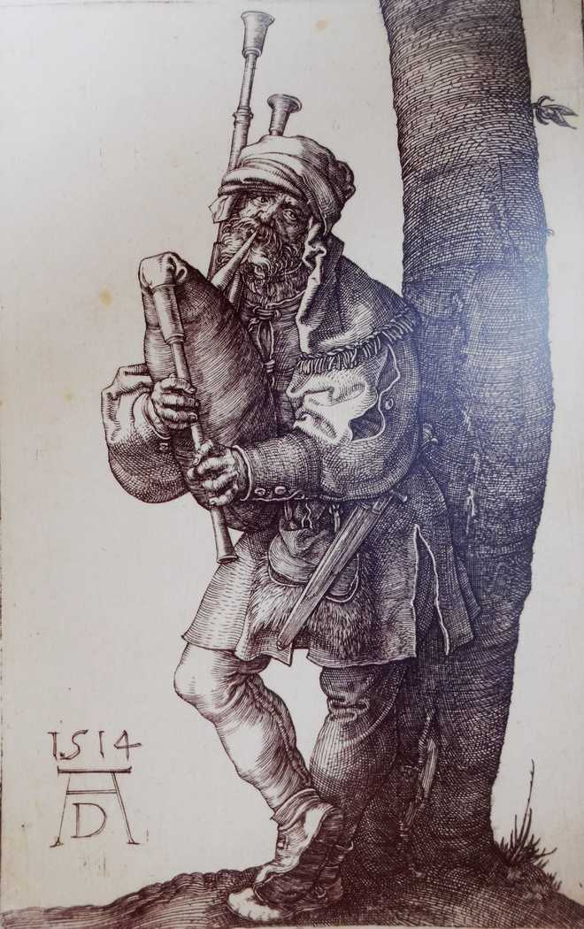 Bagpiper: engraving by Albrecht Durer, 1514 (Courtesy: The Tribune)