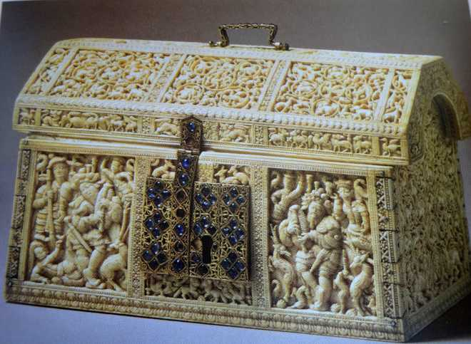 The Casket with a panel featuring Durer’s Bagpiper. Sri Lanka (Courtesy: The Tribune)