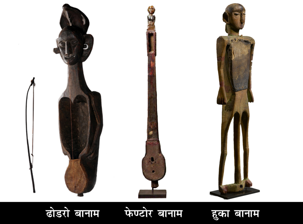 चित्र 2. विभिन्न प्रकार के बानाम. फ़ोटो सौजन्य: डॉ. धनेश्वर माँझी, शांति निकेतन, अक्टूबर 2019.