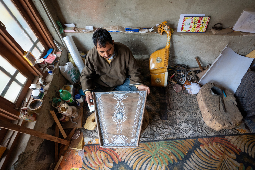 Santoor in a workshop in Srinagar. (Picture Credits: Syed Muneeb Masoodi)