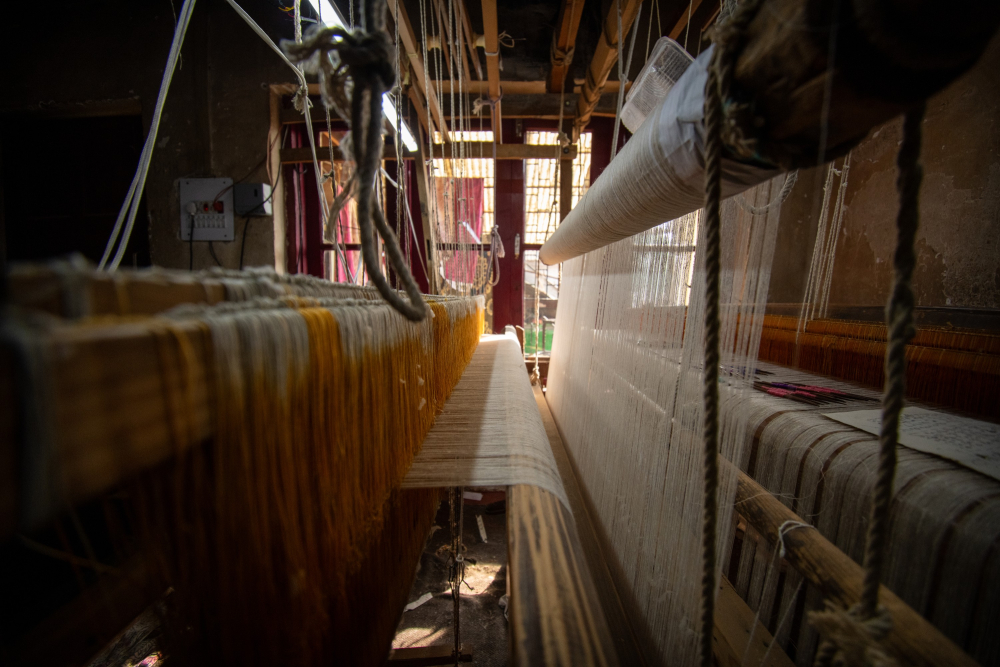 A traditional loom used for weaving pashmina.