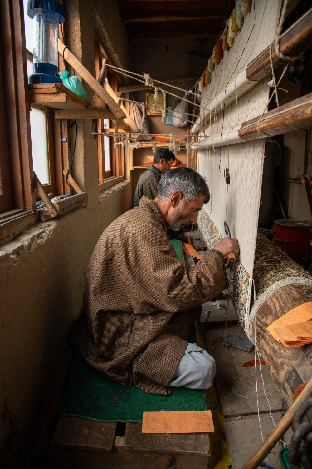 Hand-knotting a kalbaff—a craft passed down through generations in Eidgah and Zaina Kadal.