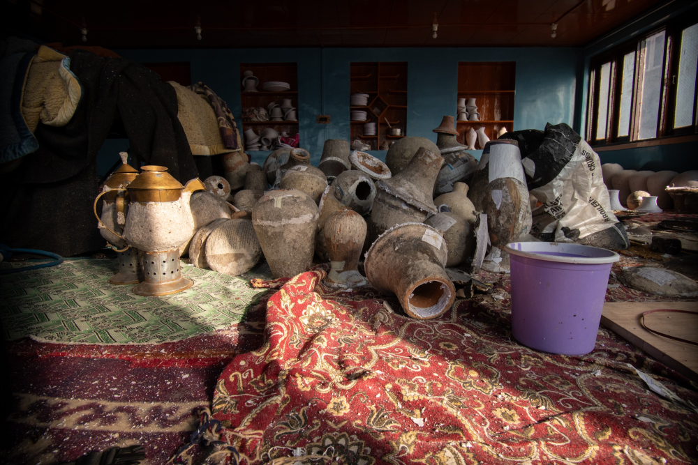 Papier-mâché preparation involves soaking, pulping, and moulding paper pulp into decorative objects before drying and hand-finishing. 