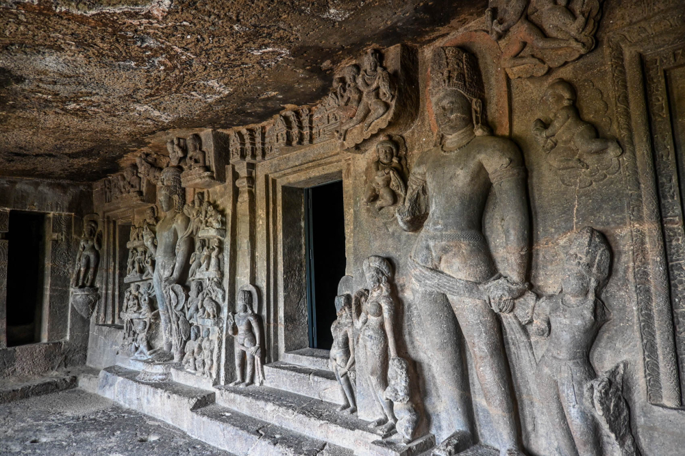 Ashtamahabhaya Avalokiteshvara (left) and Manjushri (right) flanking the main shrine door in Cave 7. (Picture Credits: Anil Purohit)