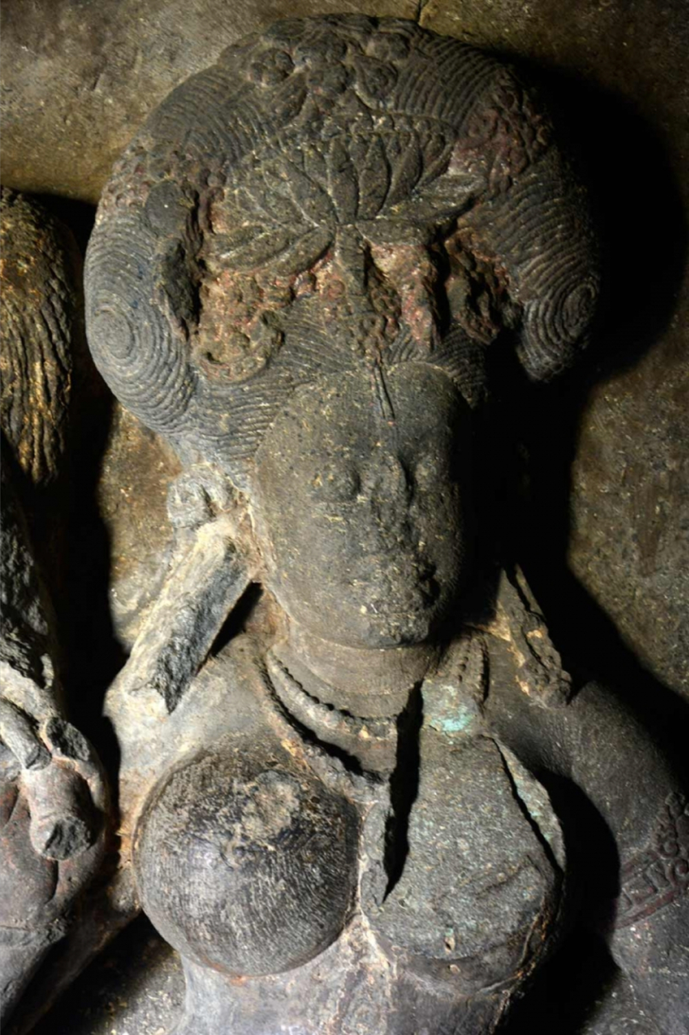 Detail of Tara figure on the right of the shrine in Cave 7. (Picture Credits: Sahapedia)