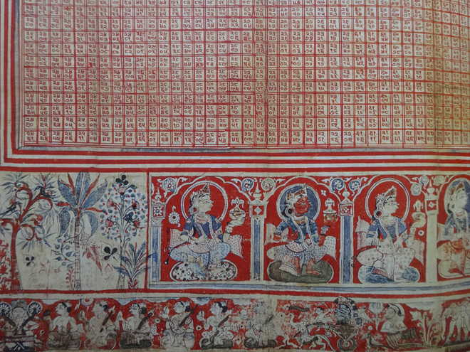 Detail of a corner of the Jayatipata measuring 137 x 110 cm - Gujarat - 1447 AD - Victoria & Albert Museum, London_The Tribune