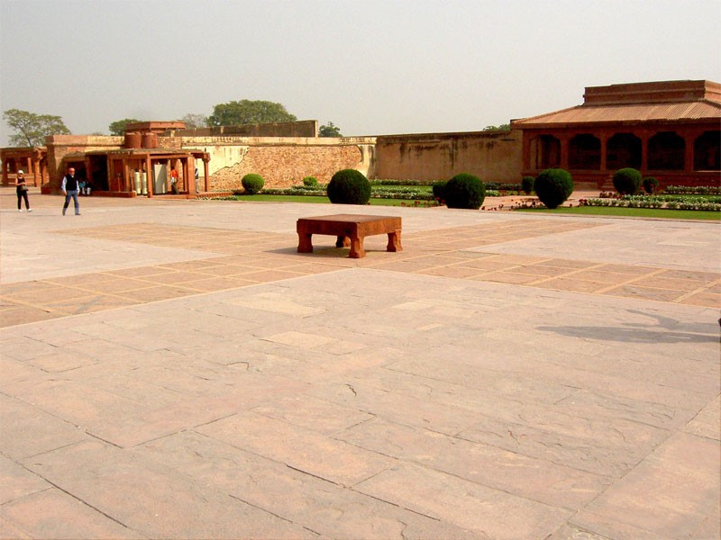 Fig.1.The Pachisi courtyard located inside the Fatehpur Sikri Complex in Agra. Pachisi also known as Chaupar was accepted as an imperial game in Akbar’s court. (Courtesy: Wikimedia Commons) 