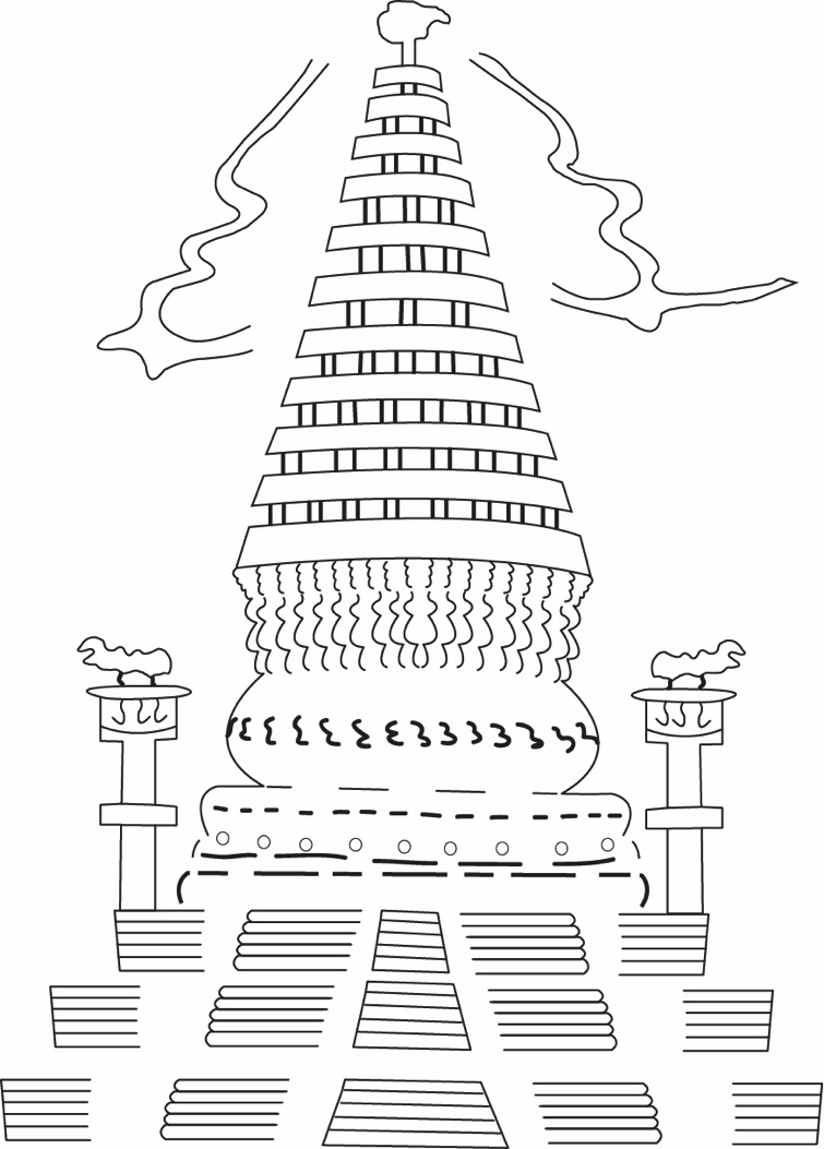 Fig. 6. Drawing of a stupa depicted on a terracotta plaque at Harwan (Courtesy: Dr Rashid Abdul Lone)