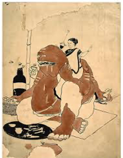 Figure 2. Kalijuger Brahman by Gaganendranath Tagore in Adbhut Lok (Courtesy: Dr Subhendu Dasgupta in Gaganendranath Tagorer Cartoon- e Hindutwabad)