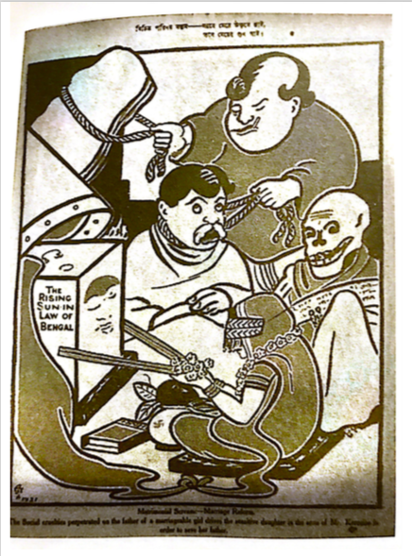 Figure 4. Matrimonial Scream—Marriage Reform, by Gaganendranath Tagore in Naba Hullor (Courtesy: Dr Subhendu Dasgupta in Gaganendranath Tagorer Cartoon- e Hindutwabad)