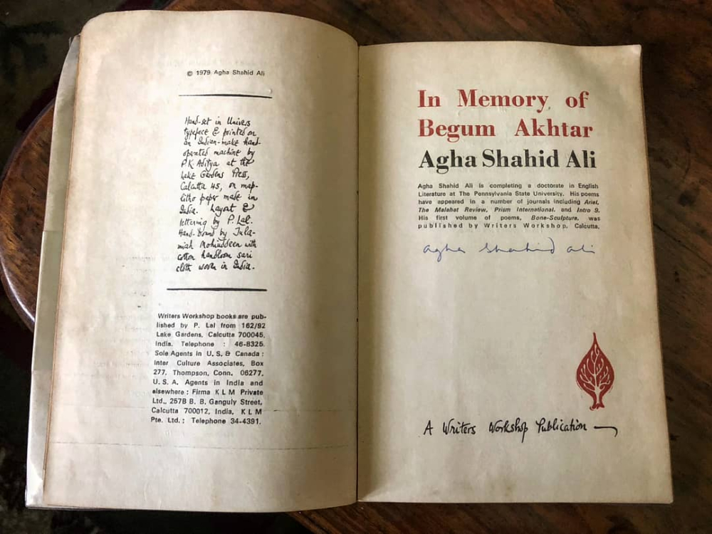 Agha Shahid Ali, In Memory of Begum Akhtar
