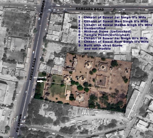 Maharaniyon ki Chhatriyan precinct, Rajasthan, Google Earth
