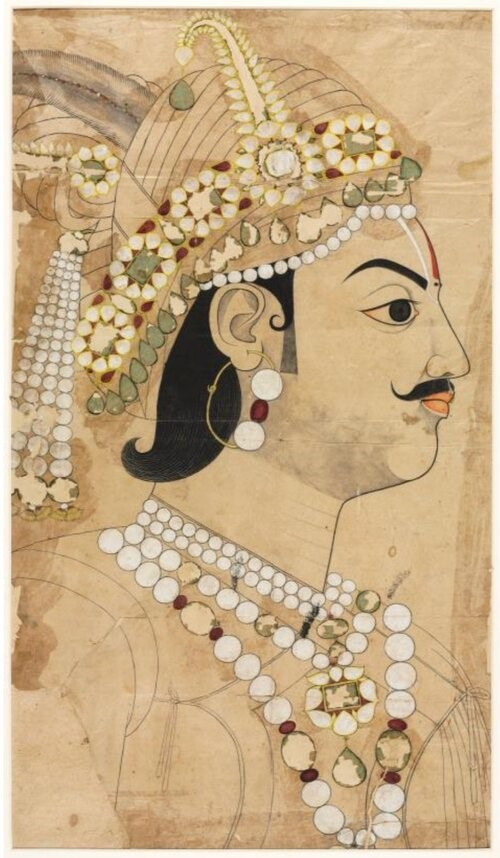 Maharaja Pratap Singh wearing balas, male jewellery, rajasthan, Photo: Cleveland Art Museum 