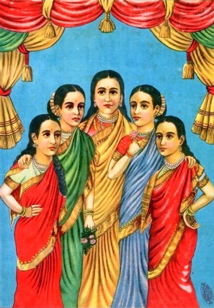 Panchakanyas, Ahalya, Draupadi, Kunti, Tara, Mandodari, raja ravi verma, Courtesy: Wikimedia Commons