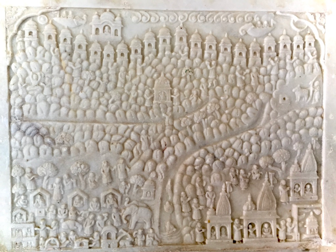  Fig. 17: Panel with Girnar-Sikhara pilgrimage, Adinathji Temple, Kathgola, Mahimapur, Murshidabad (Photo courtesy: Mrinalini Sil)