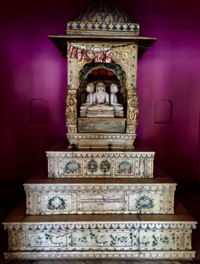 Fig. 2: Shrine with jinas, Neminathji temple, Azimganj, Murshidabad. (Courtesy: Mrinalini Sil)                    