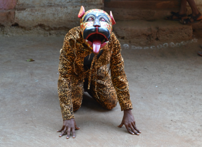 Figure 2: Dressed as a beast for a khele performance at a wedding (Courtesy: Sonam Ambe).