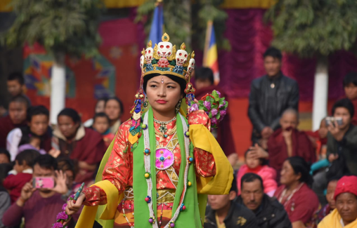 Fig. 3: Devi Kuru Kulley; the costumes worn by the dancers carry visible influence of central India (Courtesy: Manash Pratim Borah)