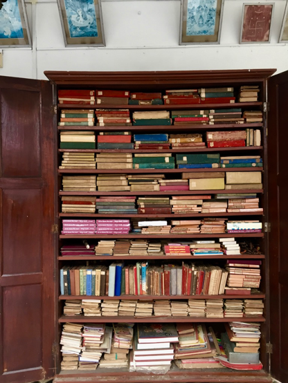 Fig 7: (Left) Donation of the cupboard for maintaining of the religious books of the temple; (Right) Donation of printed books in the temple library, at Shri Neminathji Bhandar temple, Azimganj (Courtesy: Mrinalini Sil) 