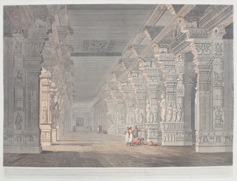 Tremal Naig’s Choultry, Madura Drawn by Thomas Daniell; engraved by Thomas & William Daniell, November 1798