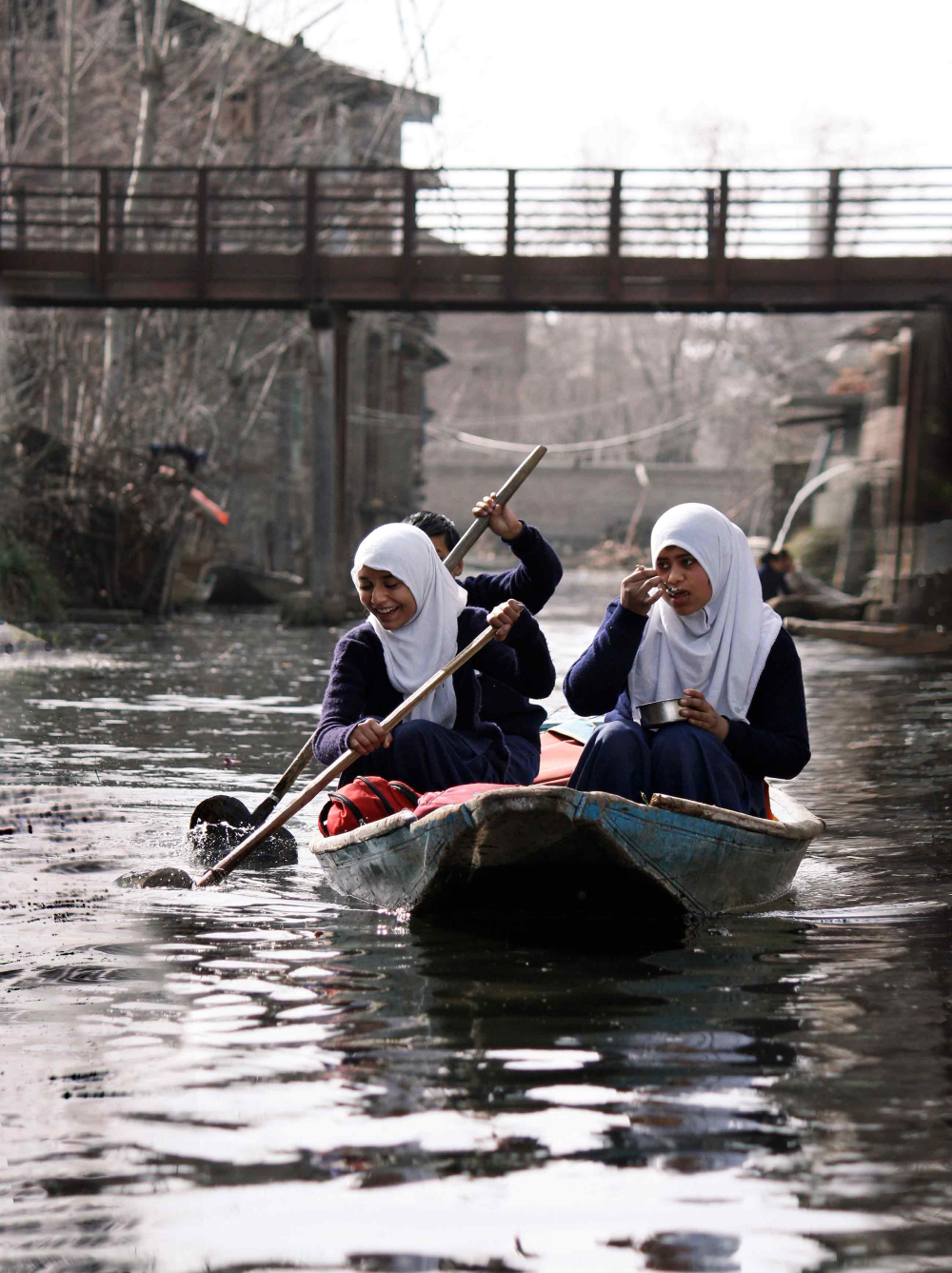 Children coming going to school.