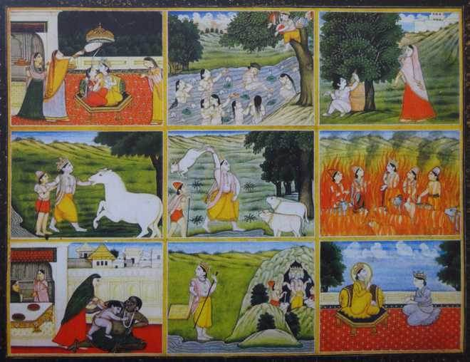 The nine rasas in Krishna’s leela. Pahari; by a painter from the Nainsukh family; ca. 1815. The Bharany Collection, Delhi