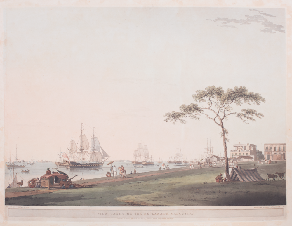 View taken on the Esplanade, Calcutta Drawn by Thomas Daniell; engraved by Thomas & William Daniell, August 1797