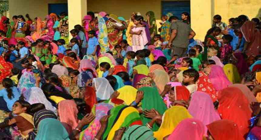 While men play the all the roles in the play, women are the spectators of the performance. Gavari provides a window for all attendees to engage with an artform that transcends the boundary between performance and divinity. (Photo: Nishita Banerjee 