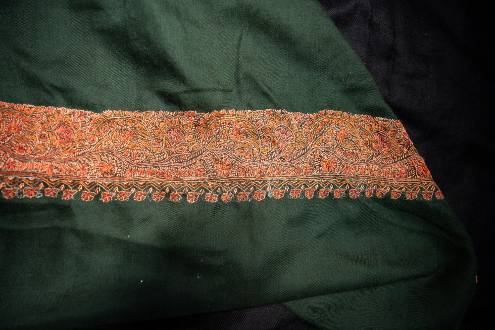 Inspired by nature, sozni embroidery transforms fine wool into a canvas of paisleys, florals, and Chinar leaves. (Picture Credits: Syed Muneeb Masoodi)