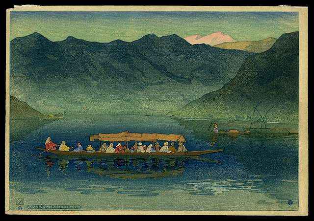 Dal Lake, Kashmir by Charles W. Bartlett, 1916, woodblock print