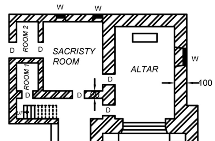Drawing 2 Ground plan of the altar, St. Mary’s Orthodox Syrian Church, Kottayam: 2016
