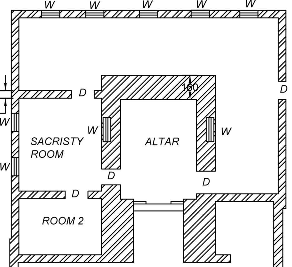 Drawing. 4 Ground plan of the altar, St. Thomas Cathedral Church, Pala: 2016