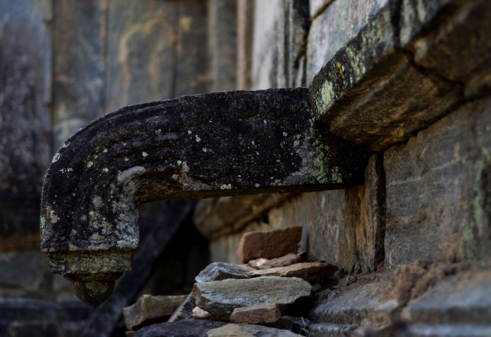 Pranala of the Jain temple at Puthangadi, which is an architectural design to drain lustral water. Its position is related to the position of the idol. Photo courtesy: Rajesh Karthy