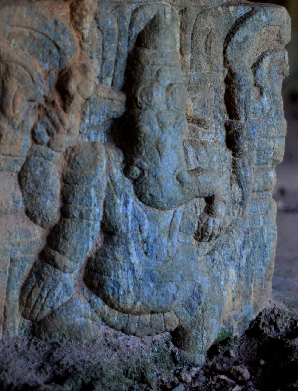 Sculpture from the Jain temple at Puthangadi. It represents the four-handed Ganesha in utkudikasana. Ganesha is a common feature in Jain temple and the earliest Jaina Ganesha sculpture in Mathura dates back to the 9th century. Photo courtesy: Rajesh Karthy