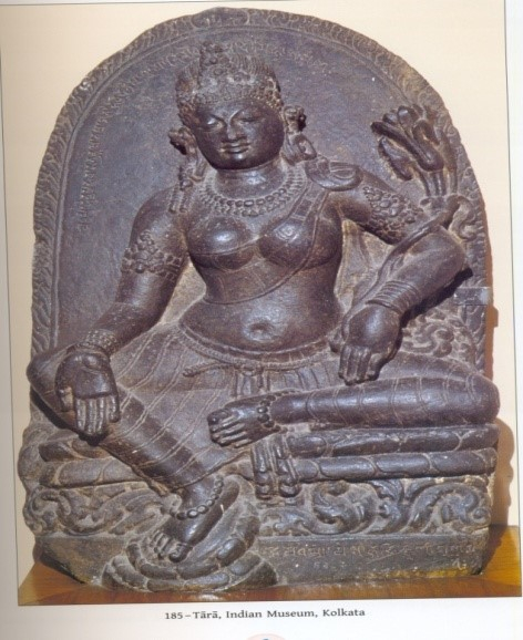 Fig. 3. Tara image from Kurkihar, Bihar, with the Buddhist formula ‘Ye Dharma’ inscribed on the back slab
