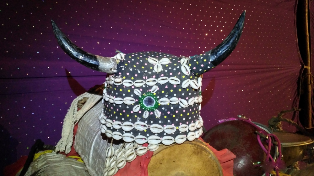 Bison-horn head gear worn during the Kolang