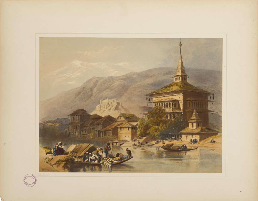Painting of Khanqah-e-Moula Mosque, Recollections of India Series, 19th-century. (Picture Credits: Anonymous artist, GetArchive)