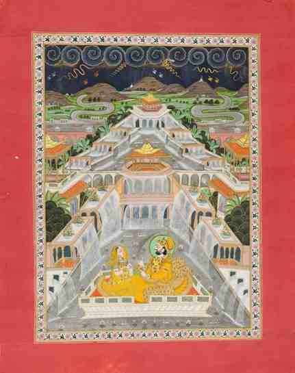 A miniature-style painting of Maharaja Takhat Singh and a companion taking delight in the rains, by Shivdas (c. 1843–73, Jodhpur), which is in the Meherangarh Fort collection (Photo courtesy: Mehrangarh Fort Museum via Laura Marsolek, published with permission)