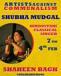Shubha mudgal, shaheen bagh poster
