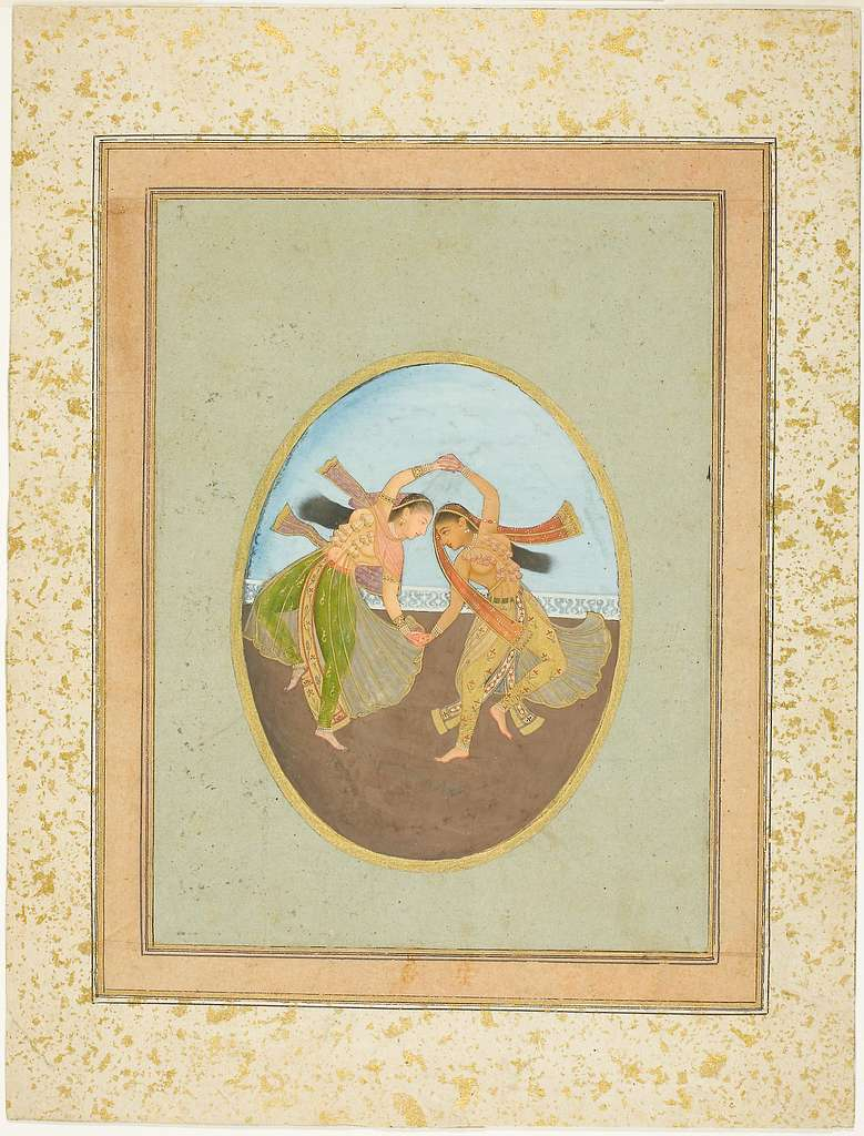 Two girls performing kathak, miniature painting, 18th-century. (Picture Credits: Art Institute of Chicago/Picryl)