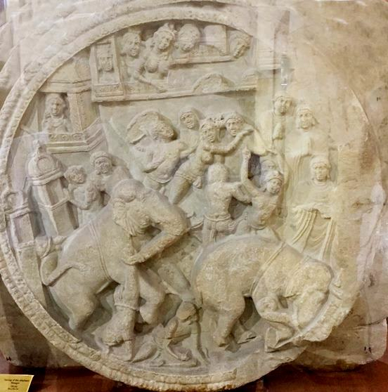 Jataka Tale in an Amaravathi Buddhist sculpture, on display at the Government Museum, Egmore, Chennai 