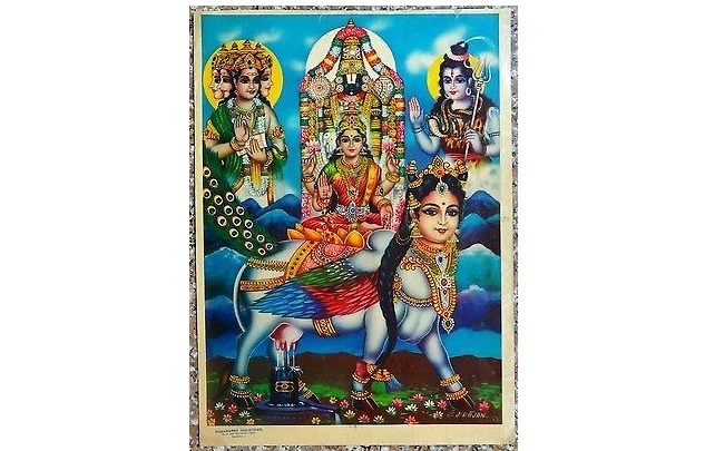 kamadhenu, kamadhenu calendar art, kamadhenu cow myth