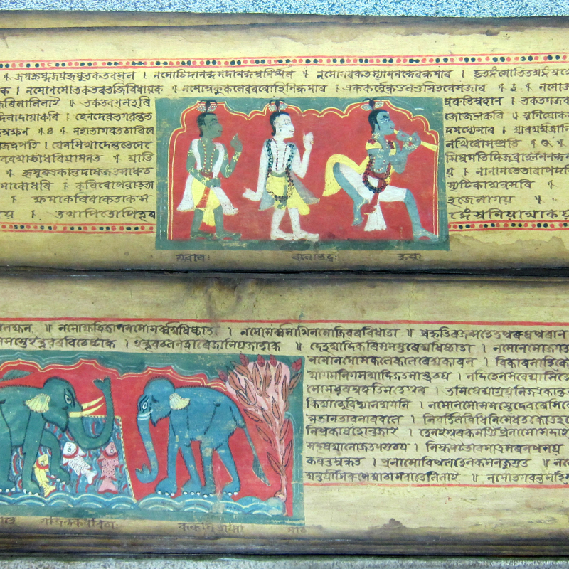 Illustrated folios of a sixteenth century manuscript discovered in Assam. 