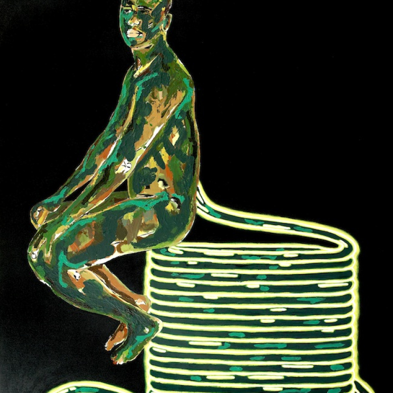 ‘Throne’ (2007); acrylic on canvas; 84”X66”; Private Collection-Munich, Germany 