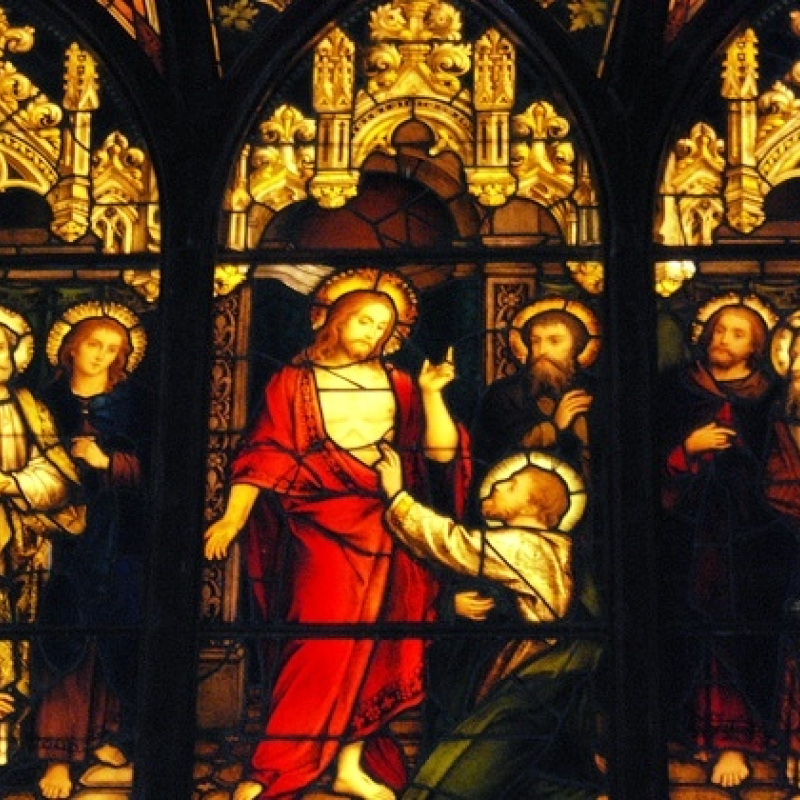 Risen Christ, Glass Mural, Santhome, Chennai